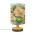 thumbnail image 2 of Lily Flowers Leaves Bedside Table Lamp Desk Warm Lights with USB Charging Port Cylinder LED Lamps for Bedroom Living Room Office, 2 of 7