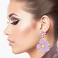 thumbnail image 3 of I AM A FASHION JUNKY Drop Lavender Gold Tropical Flower Earrings Women, 3 of 3