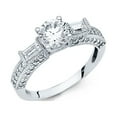 thumbnail image 2 of 14k White Italian Gold 1.40 ct CZ Round & Baguette Engagement Ring, 2 of 2