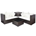 thumbnail image 2 of vidaXL 4 Piece Garden Lounge Set with Cushions Poly Rattan Brown, 2 of 6