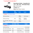 thumbnail image 2 of Brake Master Cylinder - Compatible with 1979 - 1983, 1985 - 1988 Toyota Pickup 1980 1981 1982 1986 1987, 2 of 2