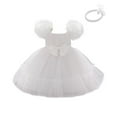 thumbnail image 3 of Girls Cute Tulle-Tutu Dresses with Hairbands Summer 6M-3Y Toddlers Kids Elegant Solid Sleeveless Bowknot High Waisted A-Line Dress, 3 of 8