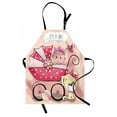 thumbnail image 1 of Gender Reveal Apron Greeting for New Infant Puppy Dog and Baby Carriage Pastel Colors, Unisex Kitchen Bib Apron with Adjustable Neck for Cooking Baking Gardening, Pale Yellow and Pink, by Ambesonne, 1 of 3
