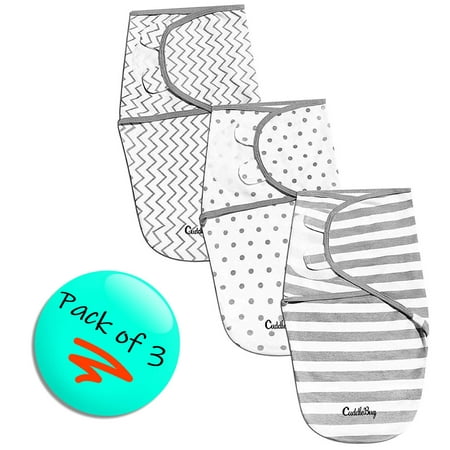 CuddleBug Adjustable Baby Swaddle Blanket & Wrap (Spots & Stripes), Pack of 3 (Small/Medium 0-3 Months (Best Swaddle For 3 Month Old)