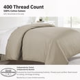 thumbnail image 4 of California Design Den 100% Cotton Duvet Cover Queen Size Only - 400 Thread Count, Soft Sateen, Button Closures & Corner Ties - Taupe, 4 of 8