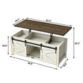 thumbnail image 3 of Furnihold 47.3''W Lift Top Coffee Table with Storage, Center Table with Sliding Barn Doors, Farmhouse Wood Rectangle Coffee Table for Living Room Home Office, Brown Top, 3 of 7