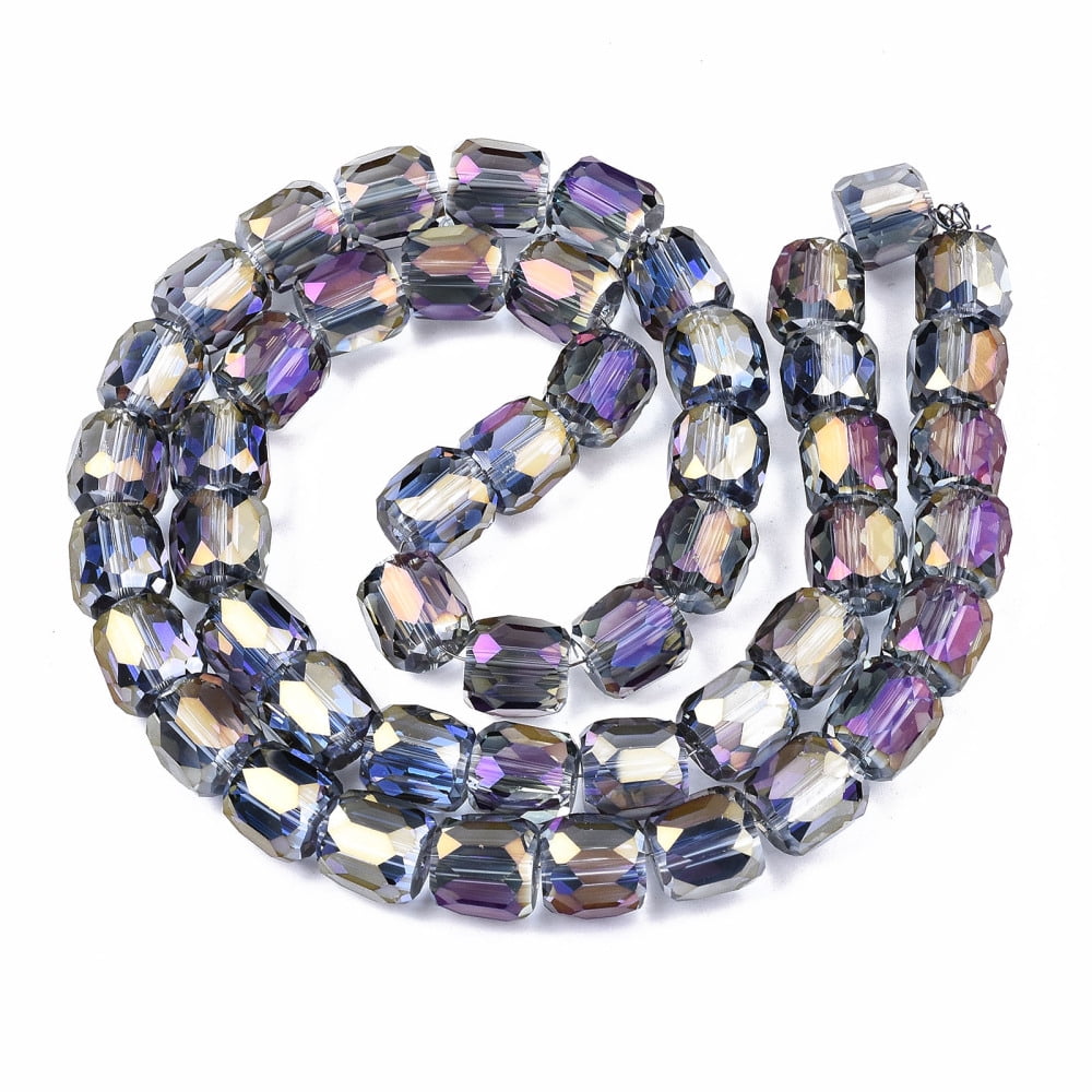 Transparent Electroplate Glass Beads Strands AB Color Plated Faceted Column Mixed Color 10x10mm Hole: 1.4mm about 50pcs/strand 19.69inch (50cm)