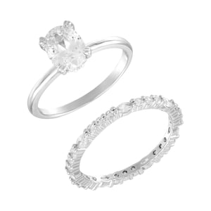 Believe by Brilliance Women's Oval Bridal Ring Set Size 8