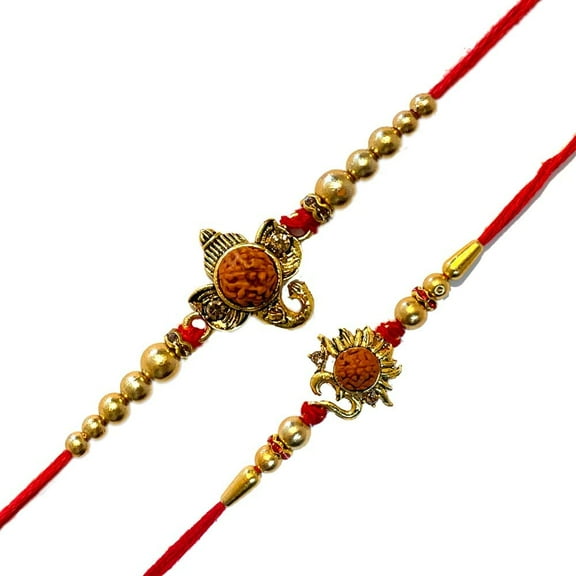Rakhi for Brothers Om Design Rakhi Golden Silver Designer OM Rakhi Om Rakhi Bracelet Raksha Bandhan Gift for Brother Rakhi Set for Brother OmWithRudraksha