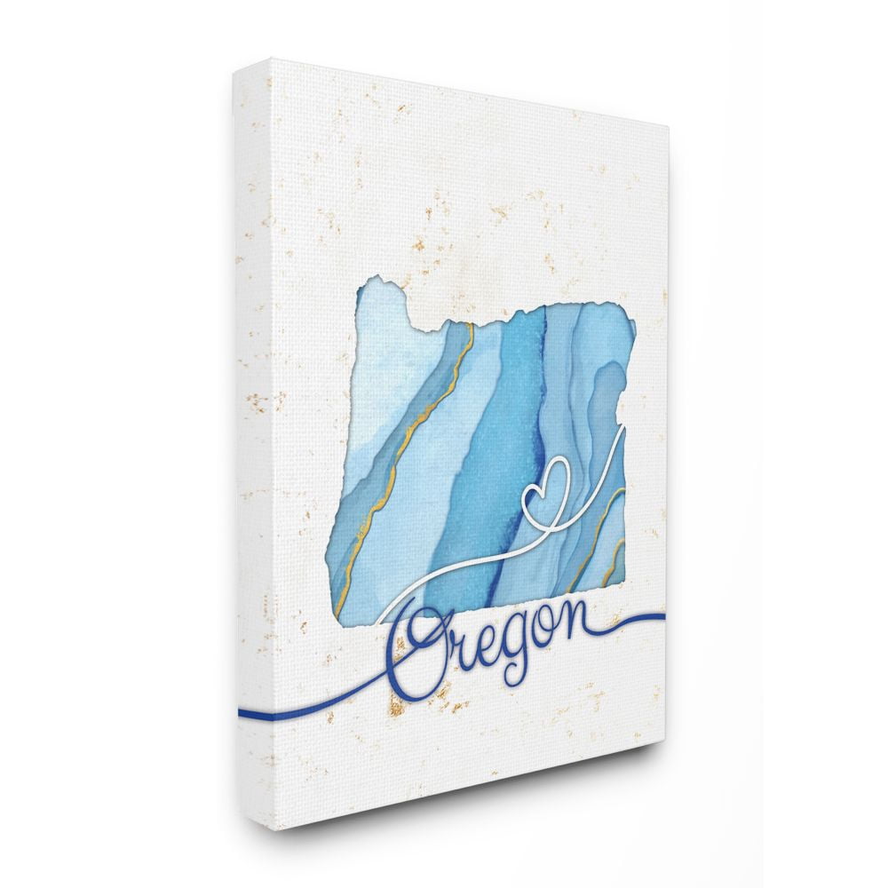 Stupell Industries Oregon Agate Blue US State Design Canvas Wall Art by Ziwei Li