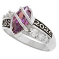 thumbnail image 3 of JackAni 14k White Gold Simuated Amethyst February Birthstone 2026 Class Graduation Ring - Size 9.00, 3 of 5