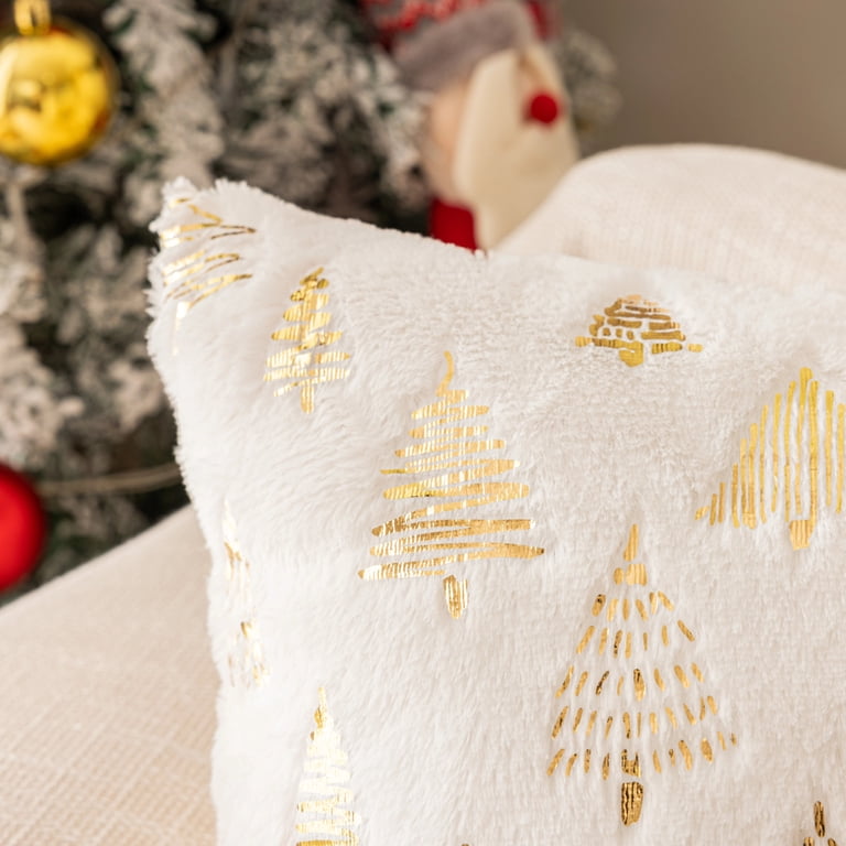 Tennove Christmas Throw Pillow Covers Set Of 2 - 18x18 Inch Sequin Christmas Tree Decorative Cushion Covers (Red)