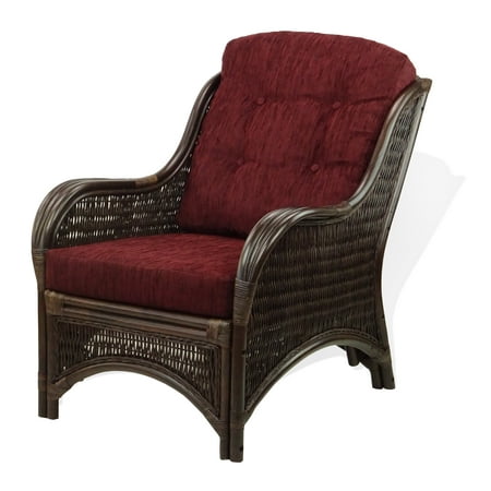 Wicker Chairs For Children SK New Interiors Jam Lounge Armchair ECO Natural Rattan Wicker Handmade Design w/ Dark Brown Cushion, Dark Brown ()