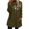 thumbnail image 3 of Feancey Womens Fuzzy Pullover Fleece Warm Winter Sweatshirts Casual Floral Print Thermal Tops Comfy Plush Loungewear Pajamas with Pockets Army Green XL, 3 of 5
