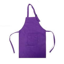 Opromo Colorful Cotton Canvas Kid's Aprons with Pocket, Artist Apron & Chef Apron (Purple, 21"L x 13"W)