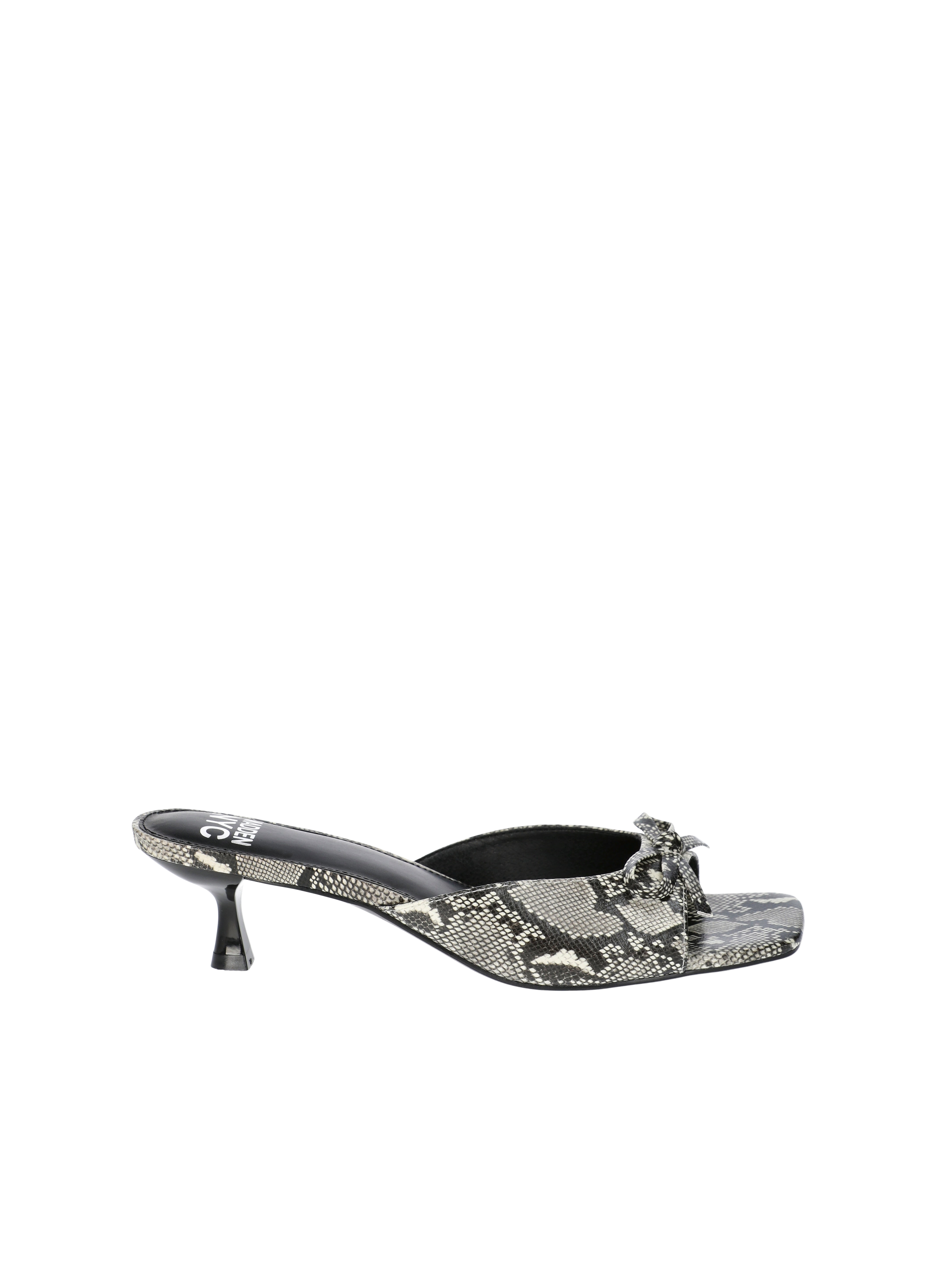 Madden NYC Women's Faux Snakeskin Kitten Heel Sandals with Bow