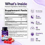 LIVS Sleep Gummies - 5mg Melatonin Gummy Supplement for Adults - Easy & Deep Sleep - Strawberry Flavor Vegan Gummies - 60 Count with 30 Servings