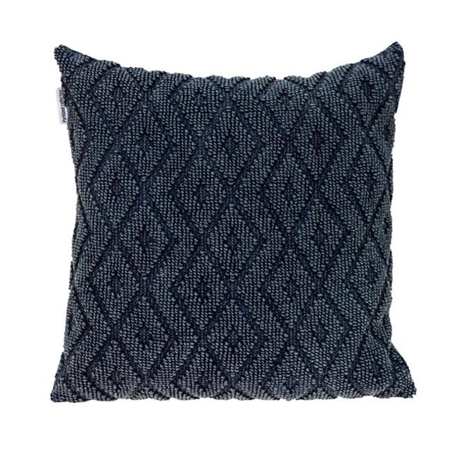 HomeRoots 402716 Jacquard Diamond Pattern Decorative Navy Throw Pillow