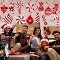 thumbnail image 4 of 26 PCS Christmas Candy Hanging Swirls Decorations Pre-Strung Candy Cane Peppermint Hanging Streamers Red White Lollipop Ceiling Swirl Decor for Xmas Holiday Party Home, 4 of 5