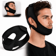 Upgraded Anti Snore Chin Strap,Genreen Snoring Solution Effective Anti Snore Device, Adjustable and Breathable Stop Snoring Head Band for Men Women, Black