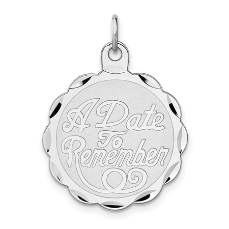 Diamond2Deal 925 Sterling Silver Rhodium-plated A Date To Remember Disc Charm for Women (L-30 mm, W-23 mm)