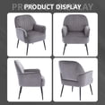 thumbnail image 6 of Velvet Accent Chair,Modern Upholstered Armchair Chairs,Single Sofa Armchair with Metal Legs for Living Room,Bedroom,Office,Grey, 6 of 8