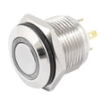 thumbnail image 1 of Interruptor de botón momentáneo de 16 mm con cabeza plana LED azul de 3-5V, rosca de 4 terminales, SPST 1NO, 1 of 3