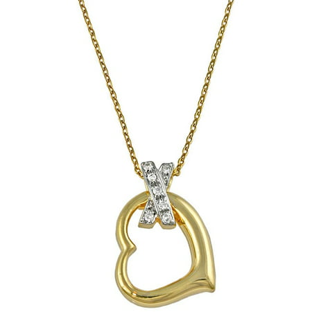 Dakota West Gold over Sterling Silver Cubic Zirconia 'X' Heart Necklace