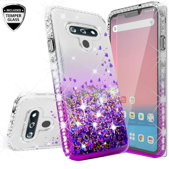Galaxy Wireless USA Clear & Purple Thermoplastic Polyurethane Cell Phone Case for LG LG K51/LG Reflect/L555DL/Q51