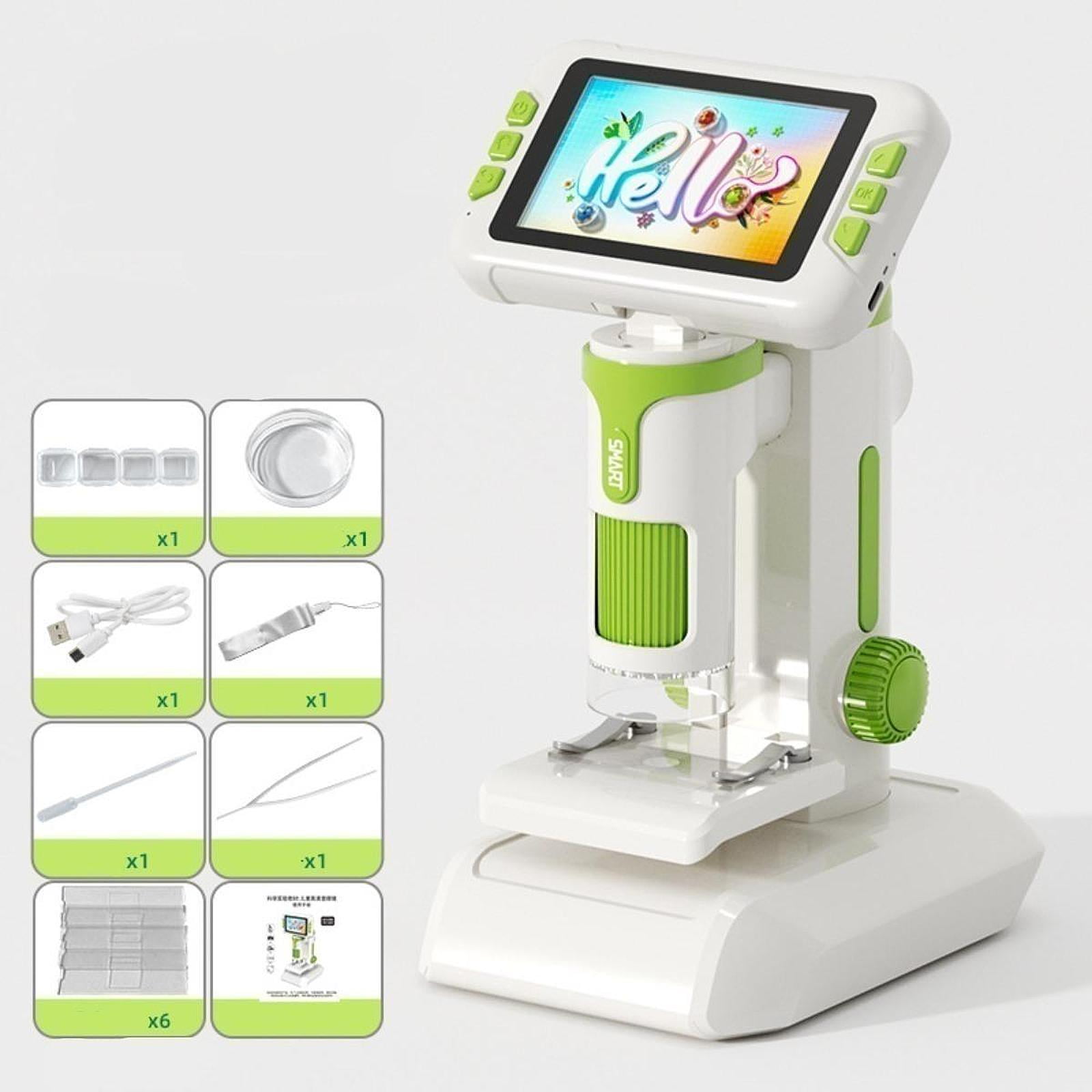 Mini Digital Microscope Educational Science Toy with 100X-1600X Magnification for Kids Interactive School Teaching Aid