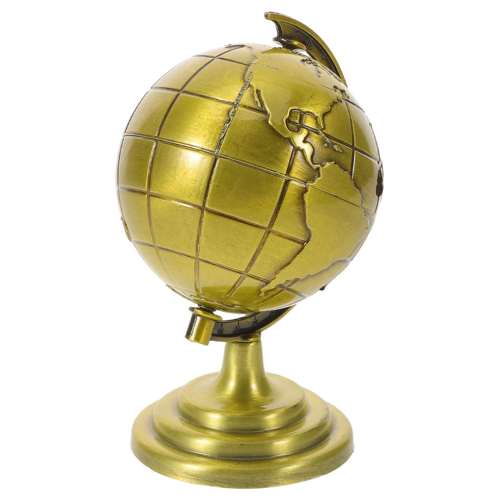 SWETRACE Rotating Golden Vintage Metal Globe for Desk Decor Office Home Small Decorative Globe