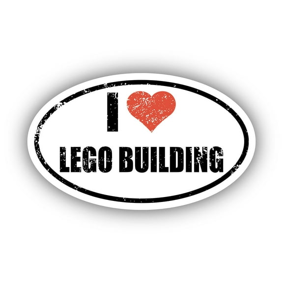 I Love Lego Building I Heart Euro Oval Sticker Vinyl 3M Decal 3 In x 5 In