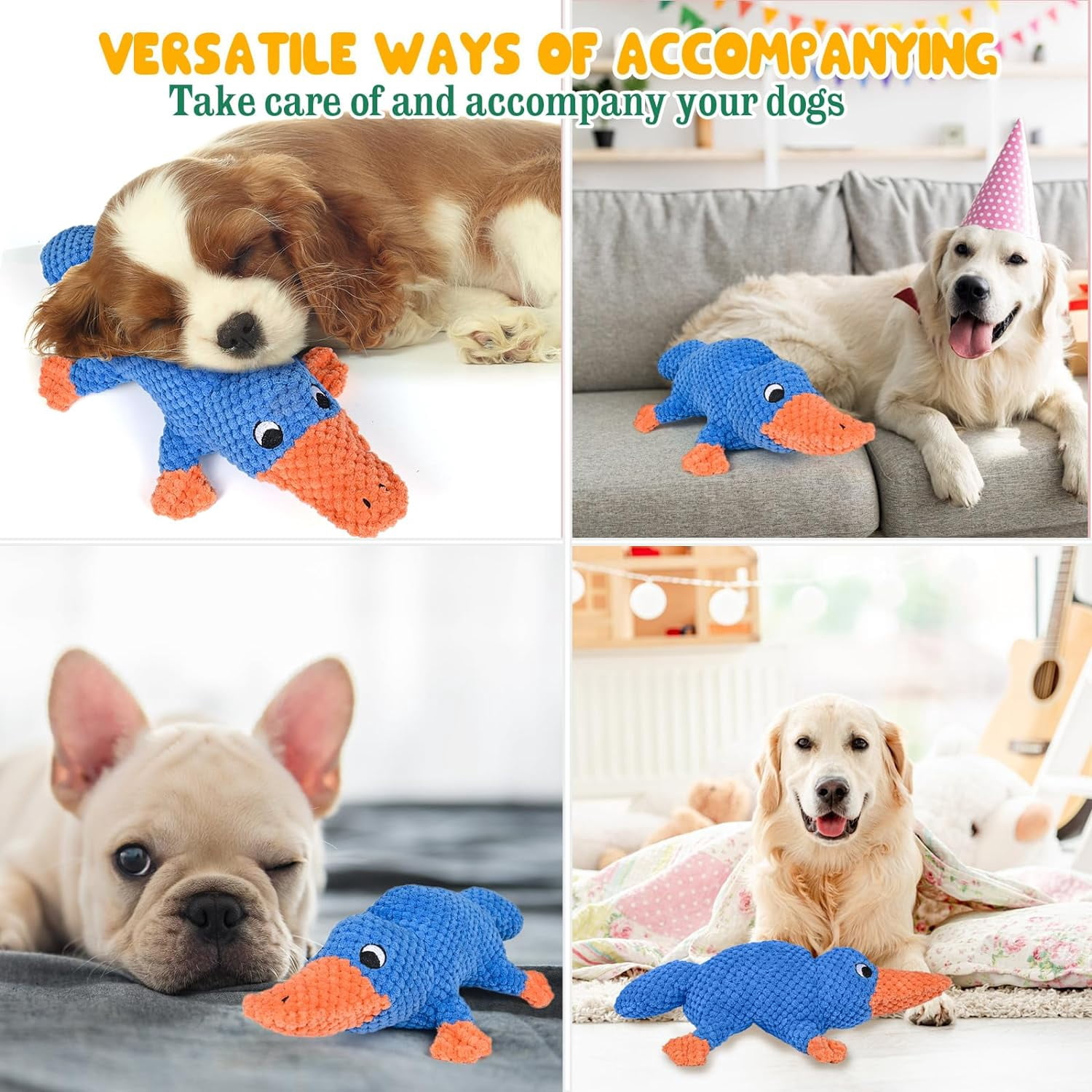Aerqvix Durable Dog Toys for Small Large Dogs, Dog Chew Toy for Not Aggressive Chewers, Tough Squeaky Interactive Dogs Toys for Puppies Plush Puppy Toys Goose Pet Toy Puppy Chew Toys for Teething