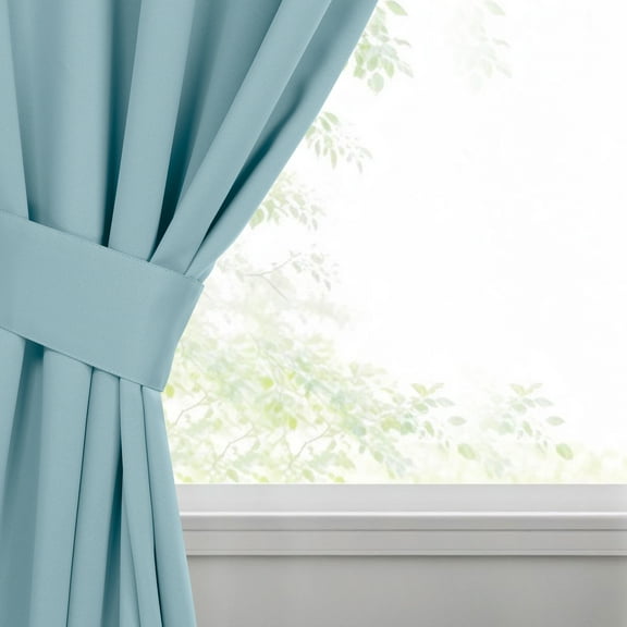 Bkue Nile Mills Modern, Classic Solid Semi Blackout Curtains, Set of 2, 46" x 84'', Green Lily