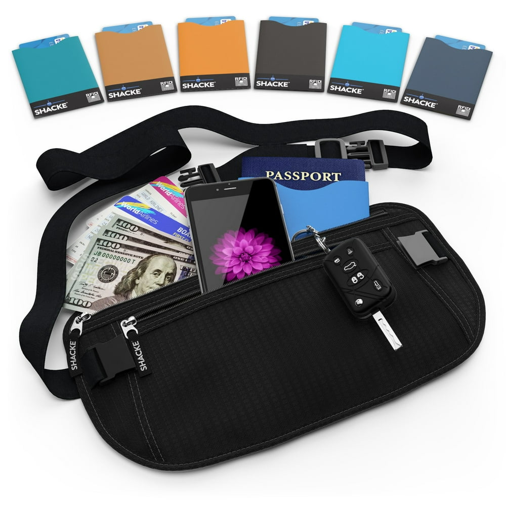 Shacke Shacke Hidden Travel Belt Wallet w/ RFID Blocker (Black