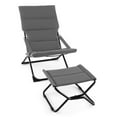 thumbnail image 1 of Silla Plegable Costway Para Patio Con Otomana Sillón Reclinable Con Reposapiés Gris, 1 of 5
