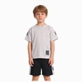 thumbnail image 2 of NIEWTR Kids Summer Mesh Clothing Set Toddler Boys Short Sleeve Active Tee and Cotton Shorts Breathable Casual Playwear 2 Piece(A-Light Gray,12-18 Months), 2 of 5