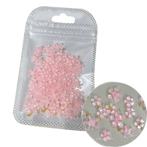 White Pink Flower Nail Charms 3D Flower Nails Art Charms Manicure Supplies DIY Nail Decorations for Acrylic Nails