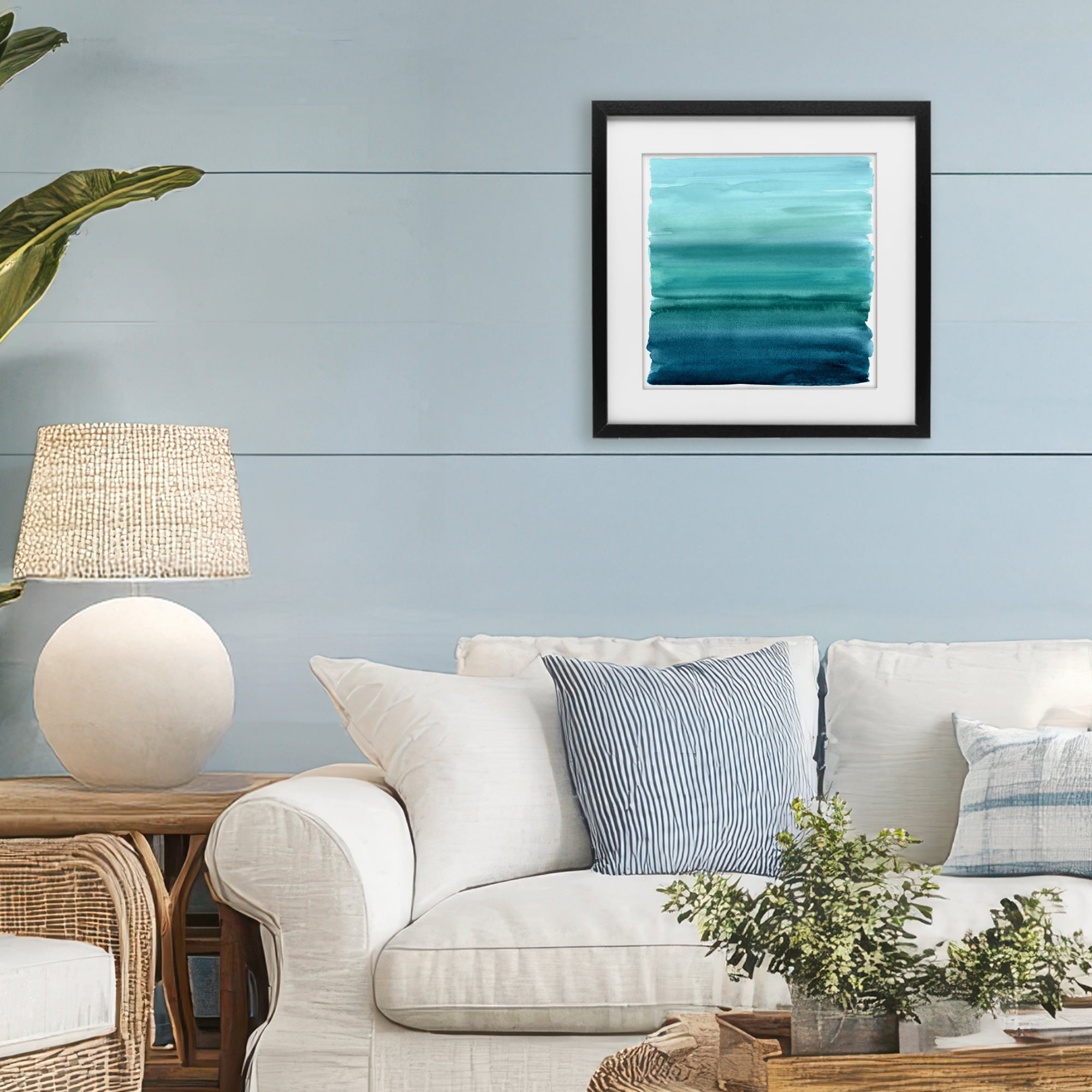 Stupell Industries Aqua Ombre Gradient Black Framed Print Under Glass, design by Allie Corbin