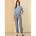 thumbnail image 3 of Pantalones a cuadros casuales para mujer, bolsillos, pierna recta, trabajo, oficina, pantalones Gris oscuro L, 3 of 6