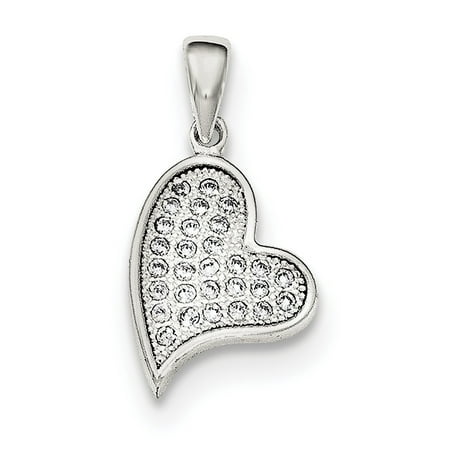 925 Sterling Silver CZ Heart Pendant / Charm