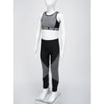 thumbnail image 5 of MSemis Kids Girls Two Piece Yoga Sports Suit Crop Top with Athletic Leggings Gray-Black 12, 5 of 6