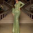 thumbnail image 1 of UPPADA Robes d'Invitée de Mariage pour Femmes One Shoulder Robe de Soirée Formelle Froncée Portefeuille Ourlet à Volants Robe Dos Nu Moulante Robe Maxi Taille Haute Robe de Fête Robe de Bal Robe de Cocktail Liquidation en Liquidation, 1 of 8