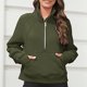 thumbnail image 2 of Sudaderas de Invierno para Mujer Jersey Corto con Media Cremallera Cuello Embudo Forro Polar con Cremallera Tops de Manga Larga con Orificio para el Pulgar, Verde, 2 of 6