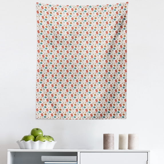 Baseball Tapestry, Sporting Themed Motifs American Professional League Team Uniform with Corndog, Fabric Wall Hanging Decor for Bedroom Living Room Dorm, 5 Sizes, Multicolor, by Ambesonne