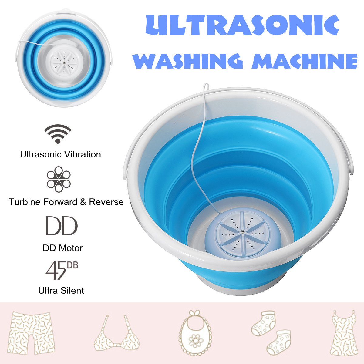 5/10L Mini Portable Washing Machine USB Foldable Barrel Washing Machine