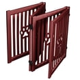 thumbnail image 3 of Trimate: 4 Panel Dog Gate - Mahogany - Foldable Wooden Freestanding Pet Gate, 80"L x 23.6"H, For Doorways, Halls & Stairs, 360 Degree Rotated Hinges, 3 of 7