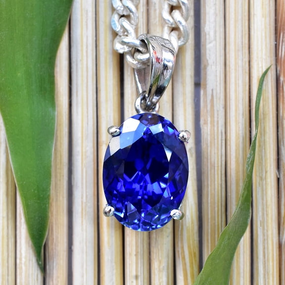 Fabulous Natural Blue Sapphire Oval 925 Sterling Silver Pendant Certified