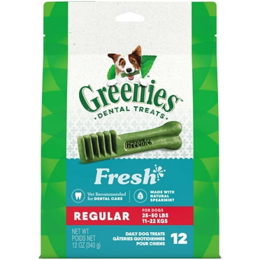 Greenies Regular Natural Dog Dental Care Chews Oral Health Dog Treats Fresh Flavor, 12 Oz Pack (12 Treats)