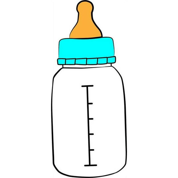 Milk Bottle Transparent White Design Animated Cartoon Character Wall Art Sticker Vinyl Decals Baby Girls Boys Children Kid Bedroom House School Wall Decor Removable Sticker Peel and Stick (40x20 inch)